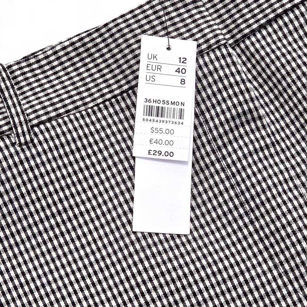 Topshop Black and White Checkered Mini Skirt NWT US Size 8 - Picture 5 of 13